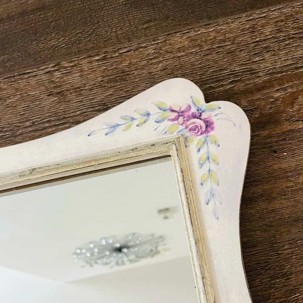 Floral Cream and Purple Wall Mirror